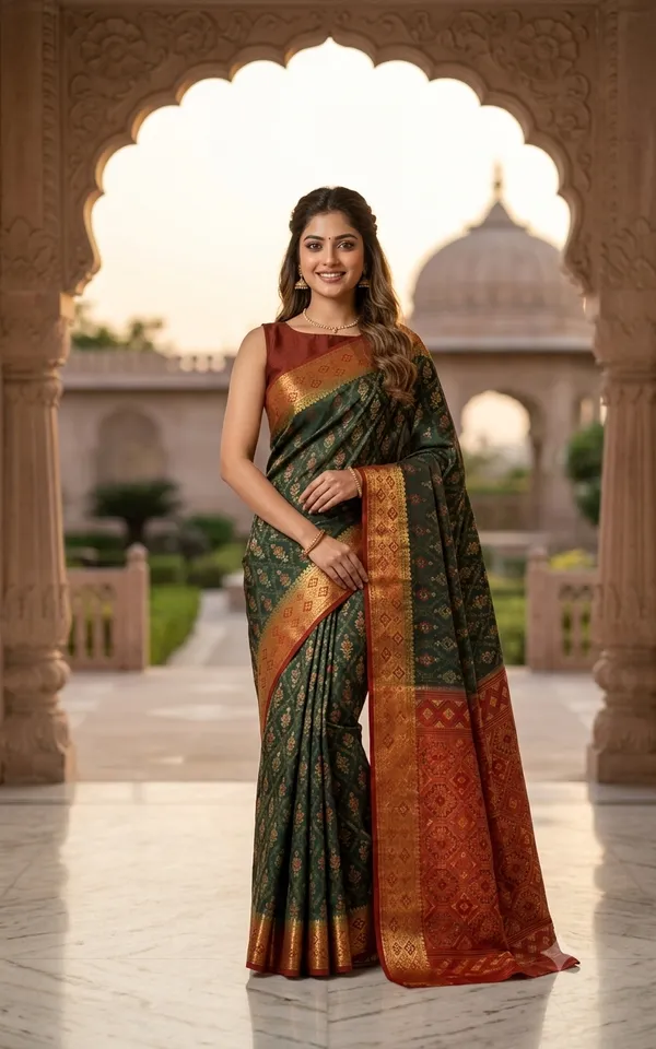 Green_Silk_Zari_Woven_Patola_Saree_Maroon_Border_For_Women