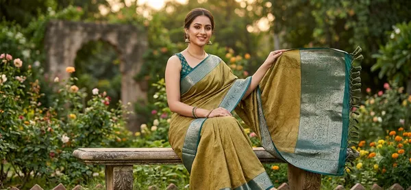 Olive_Green_Patola_Silk_Zari_Woven_Border_Saree_For_Women