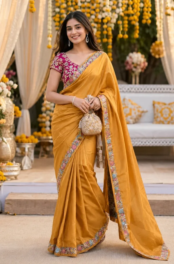 Yellow_Organza_Fancy_Saree_With_Designer_Blouse_For_Women