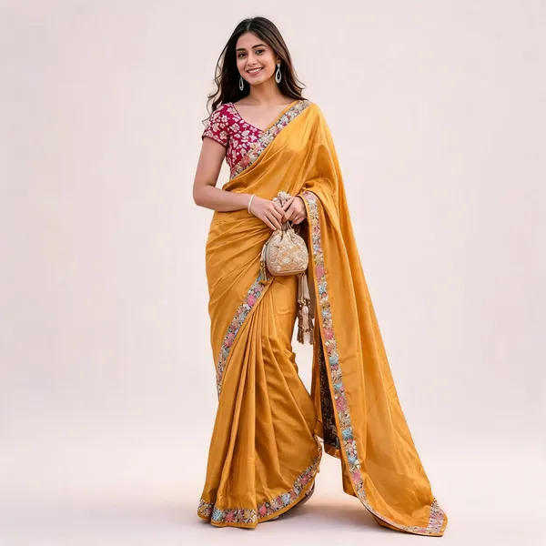 Yellow_Organza_Fancy_Saree_With_Designer_Blouse_For_Women