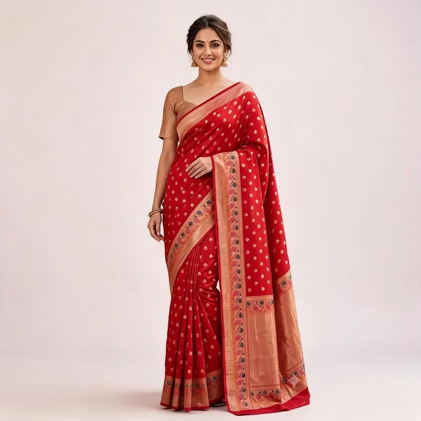 Red_Silk_Zari_Woven_Banarasi_Saree_For_Women