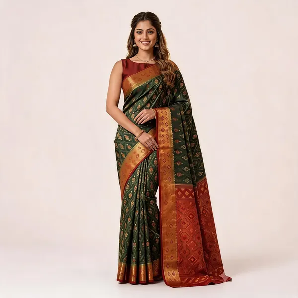Green_Silk_Zari_Woven_Patola_Saree_Maroon_Border_For_Women