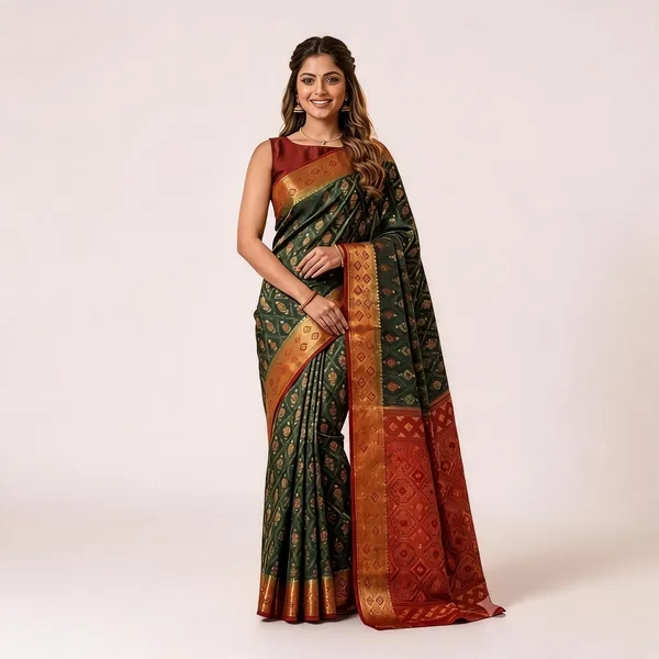 Green_Silk_Zari_Woven_Patola_Saree_Maroon_Border_For_Women