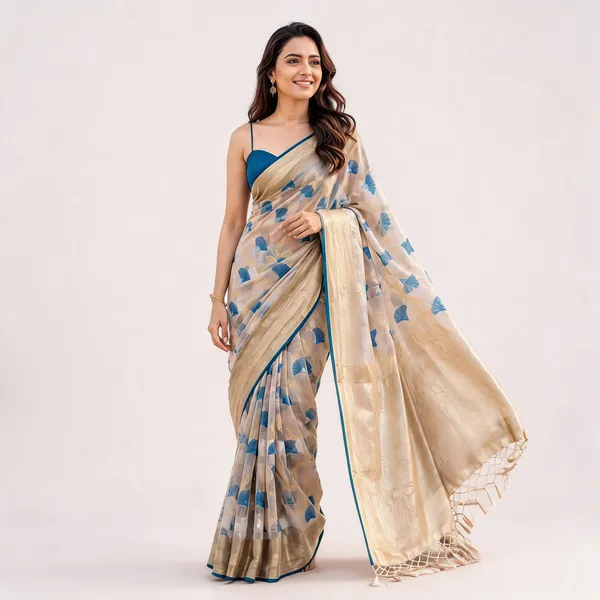 Ivory_Silk_Zari_Woven_Floral_Motif_Border_Saree_For_Women