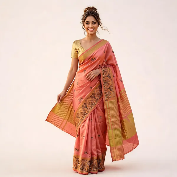 Peach_Silk_Zari_Woven_Border_Fancy_Saree_For_Women