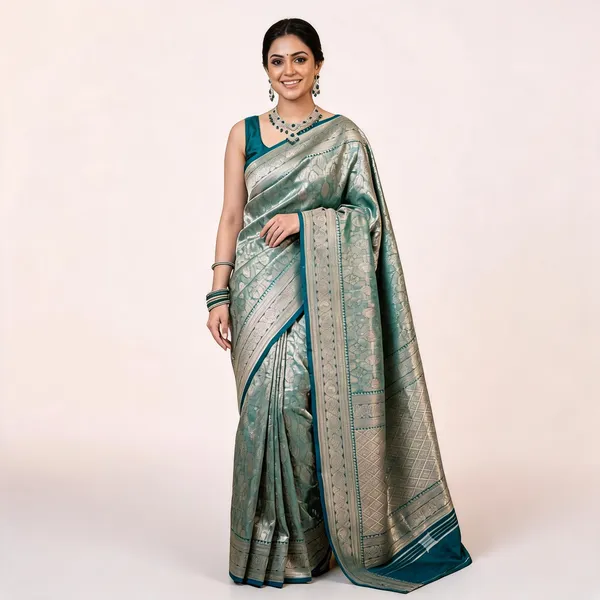 Sea_Green_Silk_Zari_Woven_Banarasi_Saree_For_Women