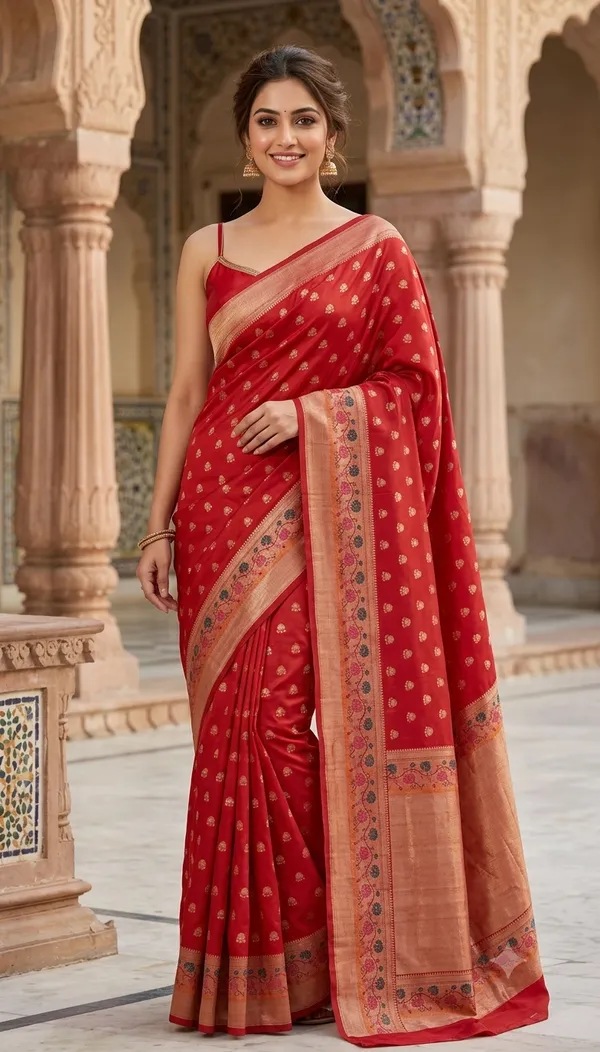 Red_Silk_Zari_Woven_Banarasi_Saree_For_Women