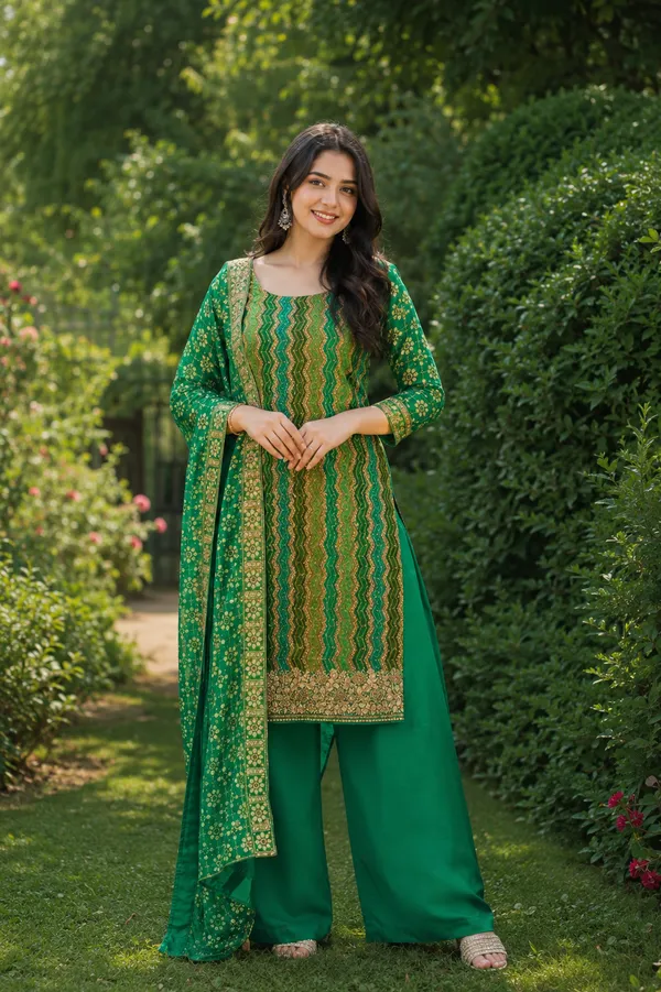 Green_Georgette_Embroidery_Work_Suit_With_Dupatta_and_Bottom