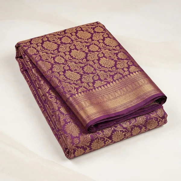 Marziyaa_Floral_Print_Banarasi_Jacquard_Saree_(Purple)