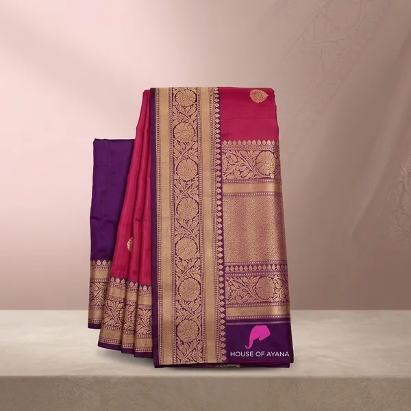 Marziyaa_Polka_Print_Banarasi_Jacquard_Saree_(Pink)