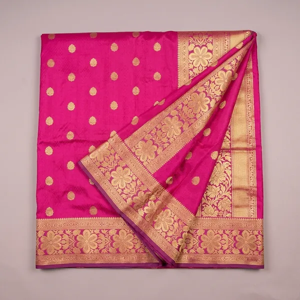 Marziyaa_Polka_Print_Self_Design_Banarasi_Brocade_Saree_(Pink)
