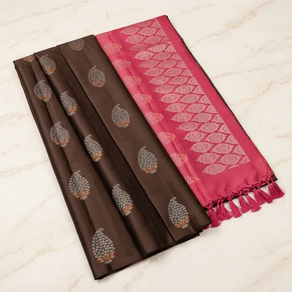 Marziyaa_Embellished_Woven_Polka_Print_Banarasi_Jacquard_Saree_(Brown)