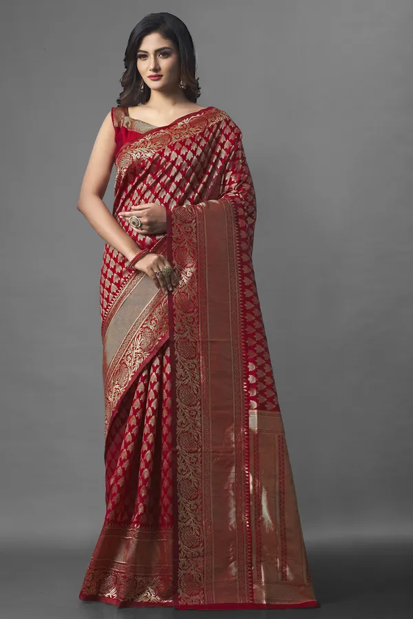 Marziyaa_Woven_Banarasi_Jacquard_Saree_(Red)