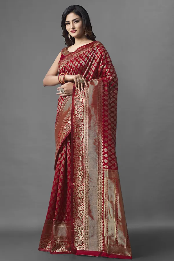 Marziyaa_Woven_Banarasi_Jacquard_Saree_(Red)