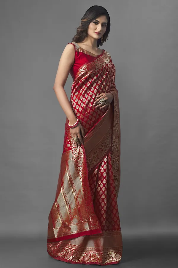 Marziyaa_Woven_Banarasi_Jacquard_Saree_(Red)