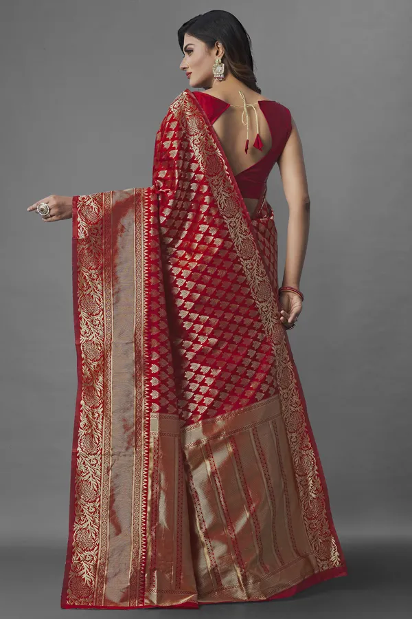 Marziyaa_Woven_Banarasi_Jacquard_Saree_(Red)