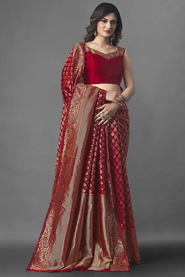Marziyaa_Woven_Banarasi_Jacquard_Saree_(Red)