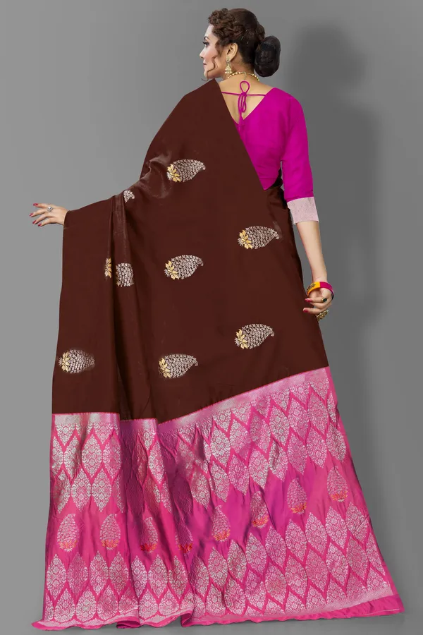 Marziyaa_Paisley_Banarasi_Jacquard_Saree_(Brown)
