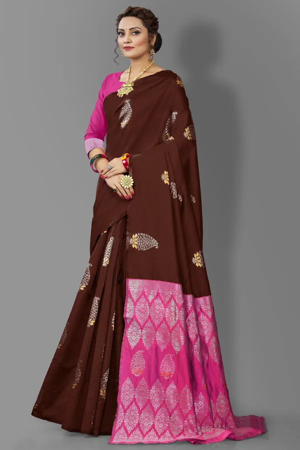 Marziyaa_Paisley_Banarasi_Jacquard_Saree_(Brown)