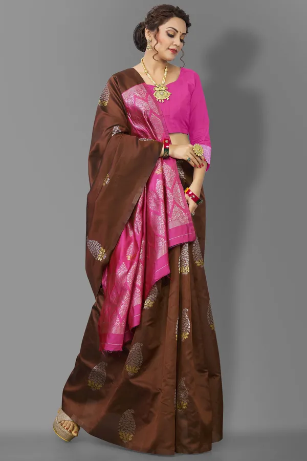 Marziyaa_Paisley_Banarasi_Jacquard_Saree_(Brown)