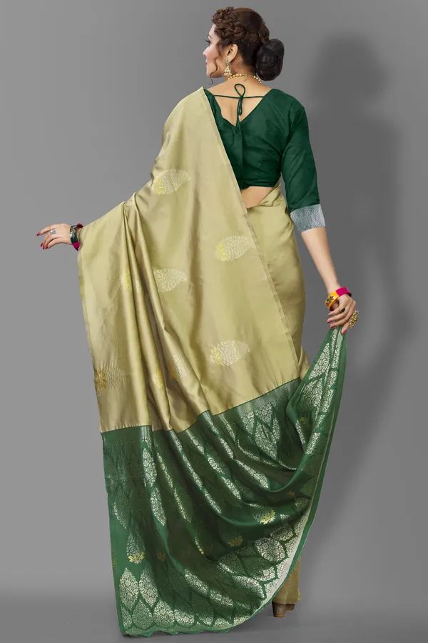 Marziyaa_Paisley_Banarasi_Jacquard_Saree_(Green_Beige)