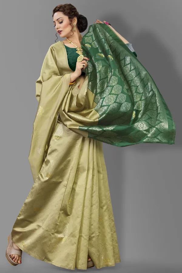 Marziyaa_Paisley_Banarasi_Jacquard_Saree_(Green_Beige)