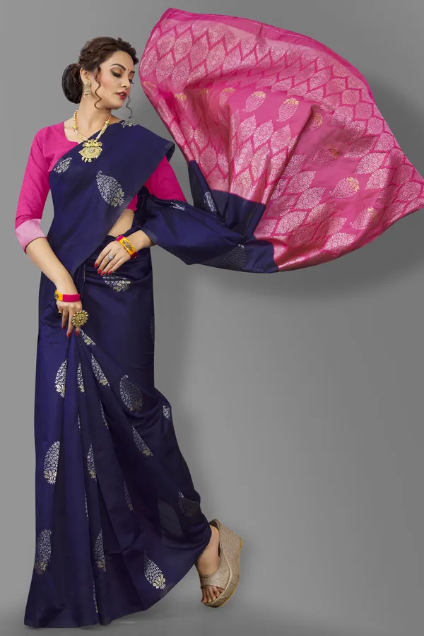 Marziyaa_Paisley_Banarasi_Jacquard_Saree_(Dark_Blue)