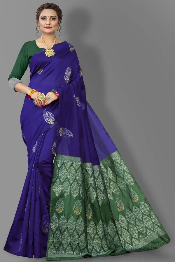 Marziyaa_Paisley_Banarasi_Jacquard_Saree_(Purple_Green)