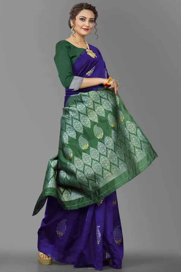 Marziyaa_Paisley_Banarasi_Jacquard_Saree_(Purple_Green)