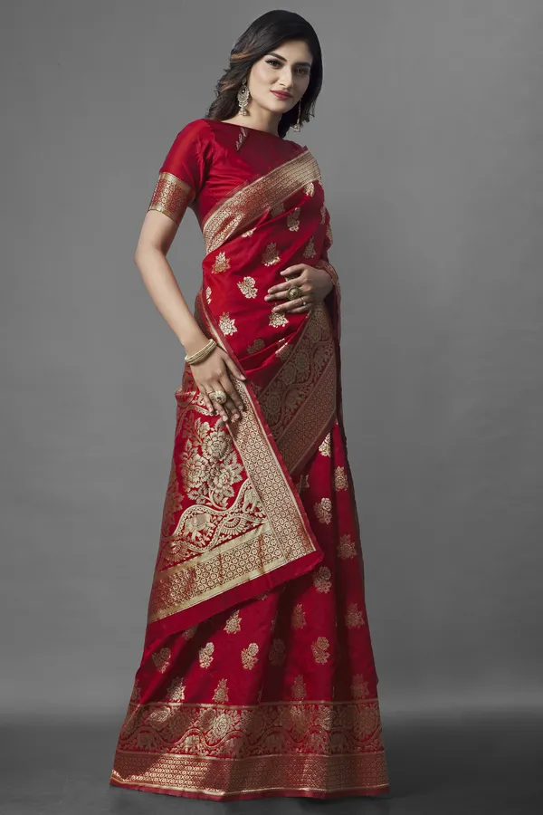 Marziyaa_Woven_Banarasi_Jacquard_Saree_(Red)