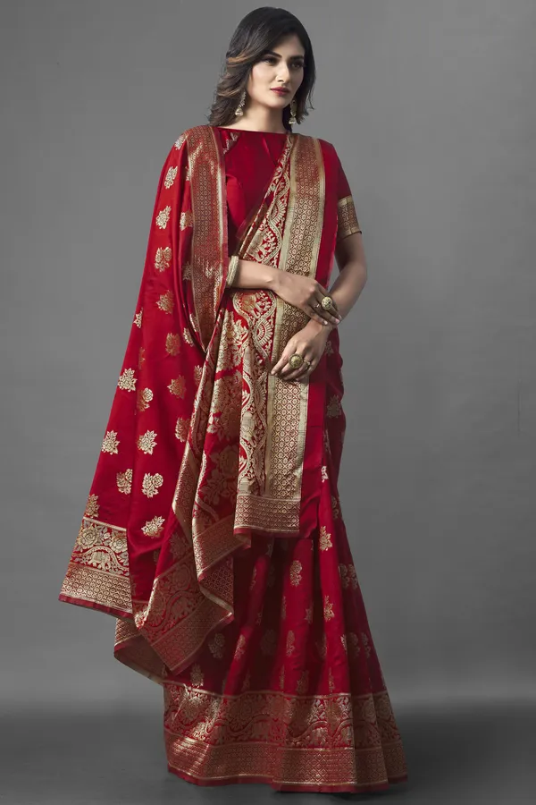 Marziyaa_Woven_Banarasi_Jacquard_Saree_(Red)