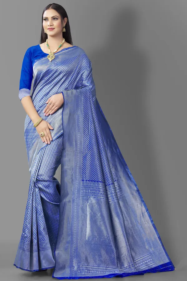 Marziyaa_Woven_Banarasi_Jacquard_Saree_(Blue)