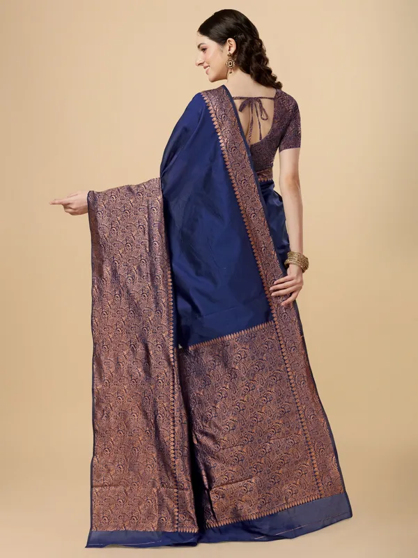 Marziyaa_Geometric_Print_Banarasi_Jacquard_Saree_(Dark_Blue)