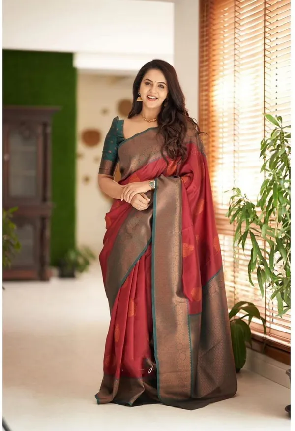 Marziyaa_Woven_Banarasi_Jacquard_Saree_(Maroon)