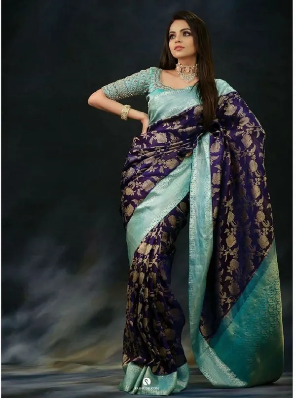 Marziyaa_Self_Design_Banarasi_Jacquard_Saree_(Dark_Blue)