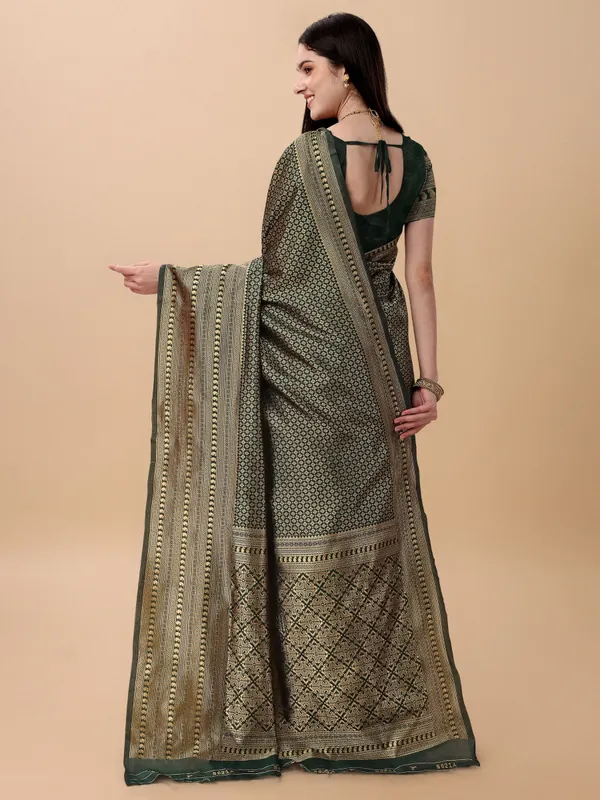 Marziyaa_Printed_Banarasi_Jacquard_Saree_(Green)