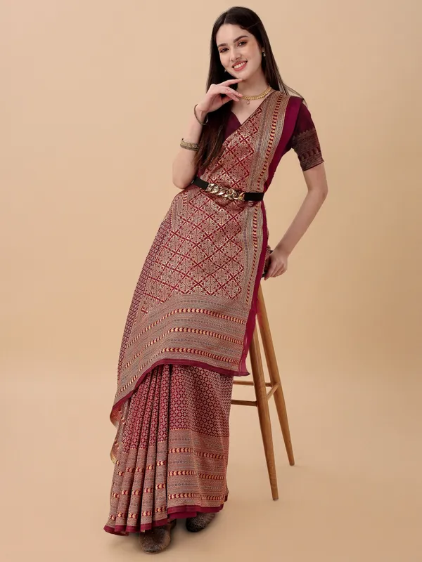 Marziyaa_Printed_Banarasi_Jacquard_Saree_(Maroon)