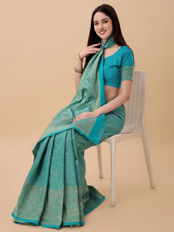 Marziyaa_Printed_Banarasi_Jacquard_Saree_(Light_Blue)