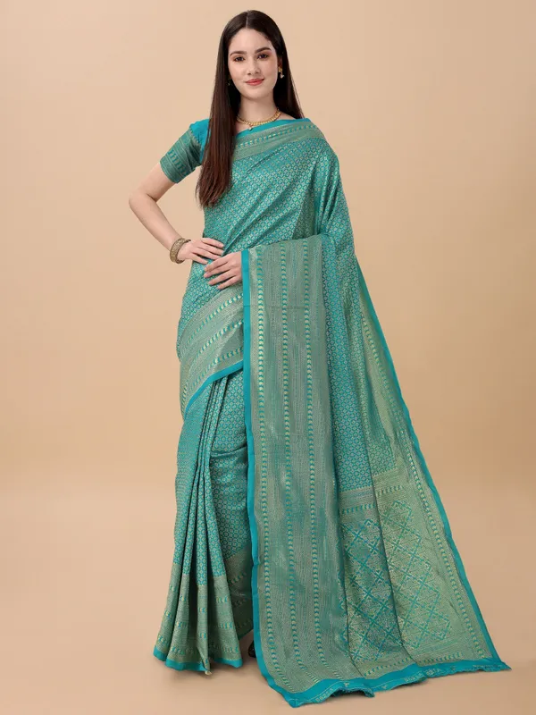 Marziyaa_Printed_Banarasi_Jacquard_Saree_(Light_Blue)