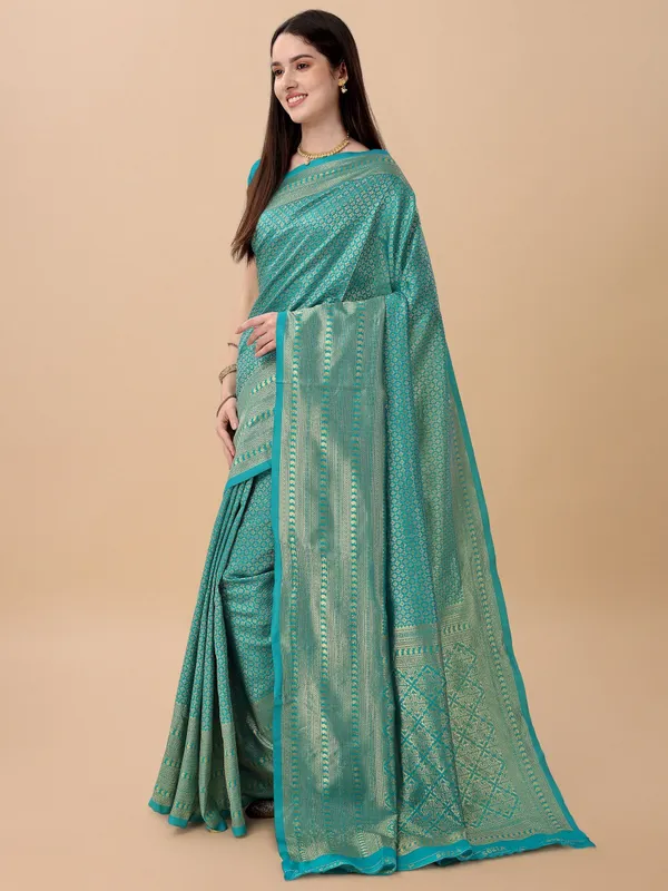 Marziyaa_Printed_Banarasi_Jacquard_Saree_(Light_Blue)