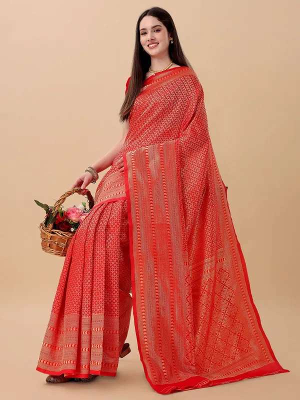 Marziyaa_Printed_Banarasi_Jacquard_Saree_(Red)