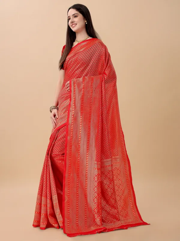 Marziyaa_Printed_Banarasi_Jacquard_Saree_(Red)