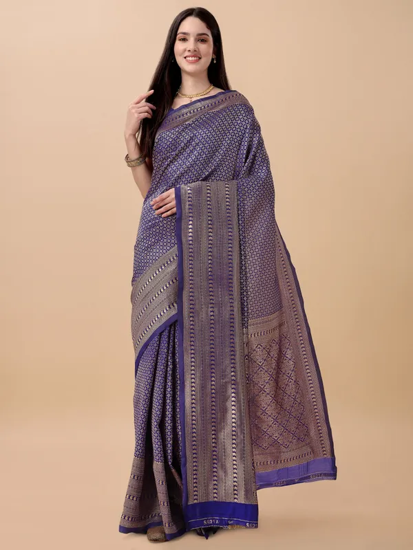 Marziyaa_Printed_Banarasi_Jacquard_Saree_(Blue)