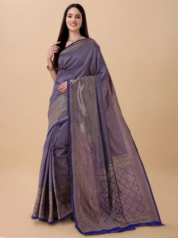 Marziyaa_Printed_Banarasi_Jacquard_Saree_(Blue)