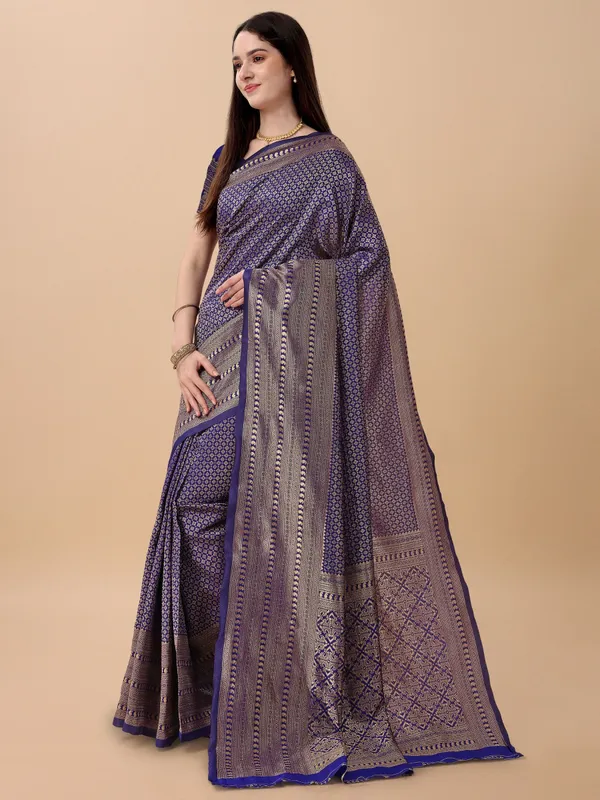 Marziyaa_Printed_Banarasi_Jacquard_Saree_(Blue)