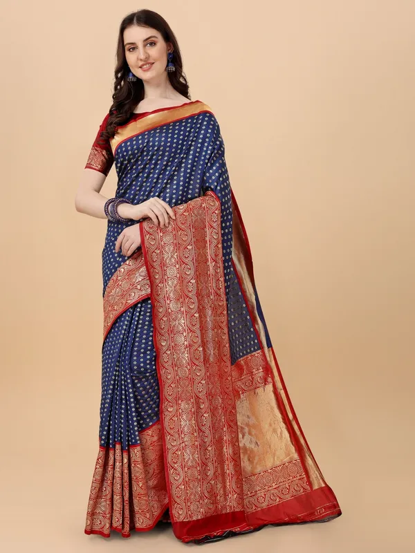 Marziyaa_Woven_Banarasi_Jacquard_Saree_(Blue)