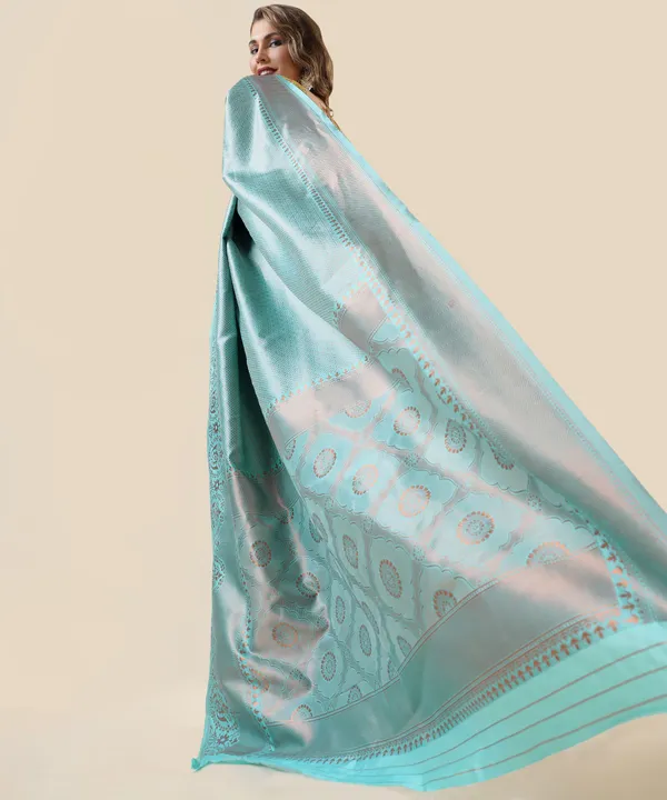 Marziyaa_Animal_Print_Banarasi_Jacquard_Saree_(Light_Blue)