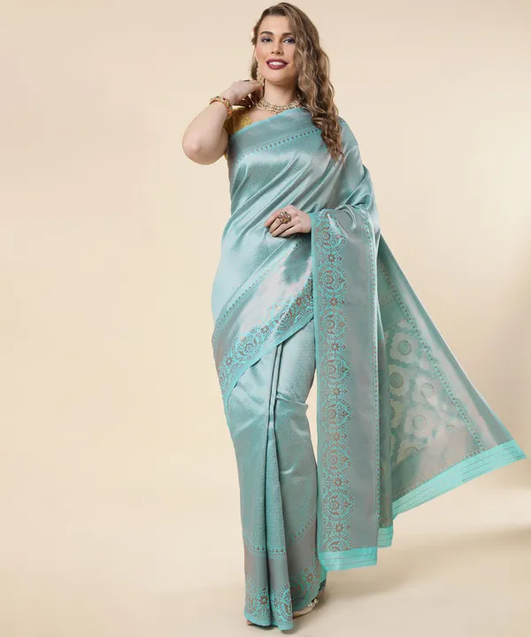 Marziyaa_Animal_Print_Banarasi_Jacquard_Saree_(Light_Blue)