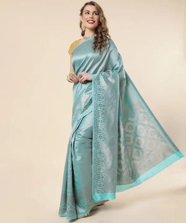Marziyaa_Animal_Print_Banarasi_Jacquard_Saree_(Light_Blue)