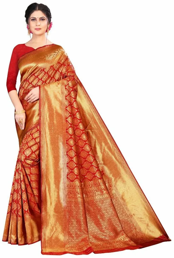 Marziyaa_Paisley_Banarasi_Jacquard_Saree_(Red)